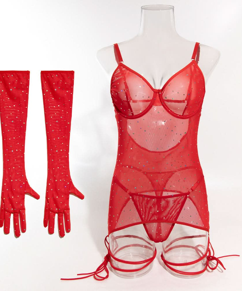 Dazzling Black Sparkle Sheer Mini Dress with Long Gloves - Ultimate Halloween & Fall Party Statement