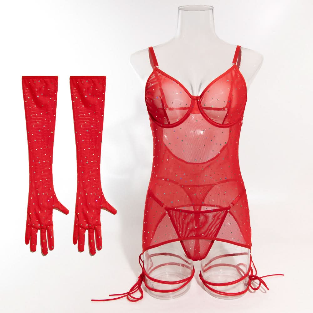 Dazzling Black Sparkle Sheer Mini Dress with Long Gloves - Ultimate Halloween & Fall Party Statement