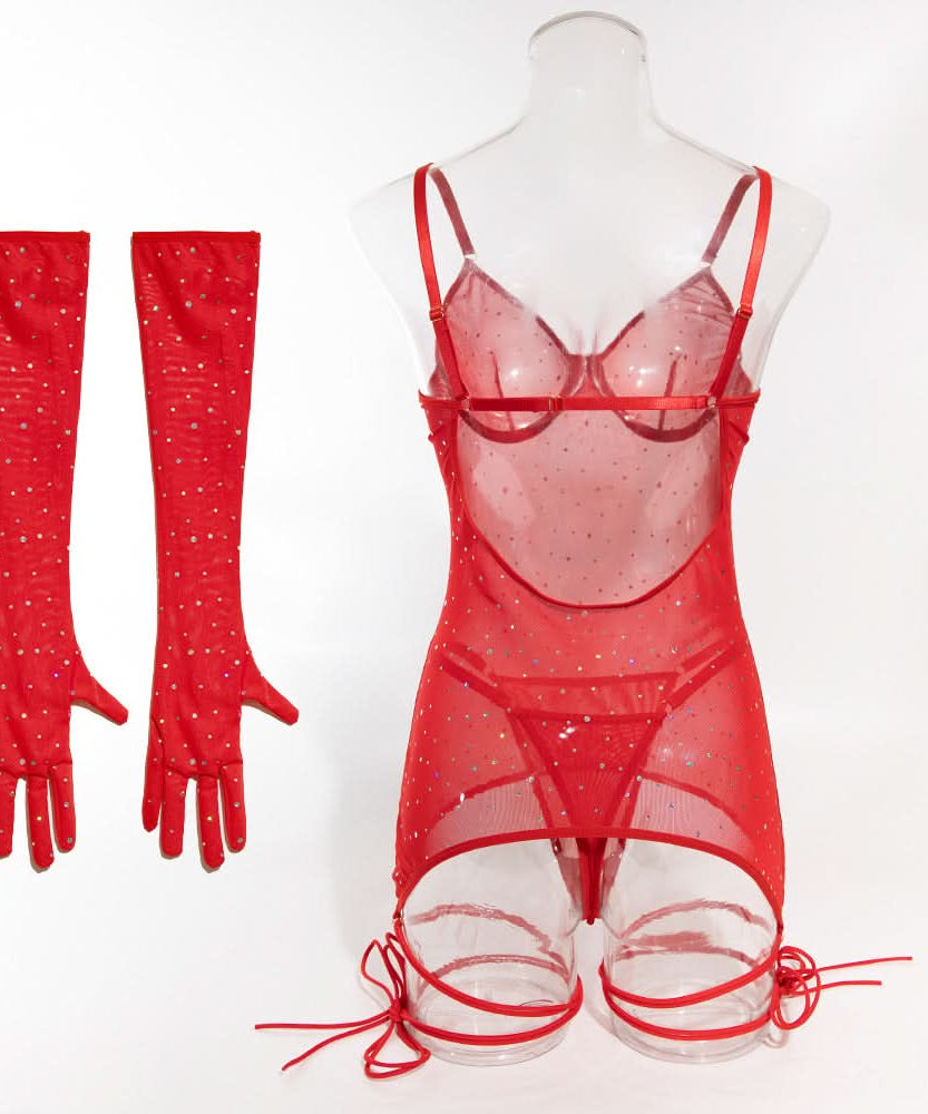 Dazzling Black Sparkle Sheer Mini Dress with Long Gloves - Ultimate Halloween & Fall Party Statement