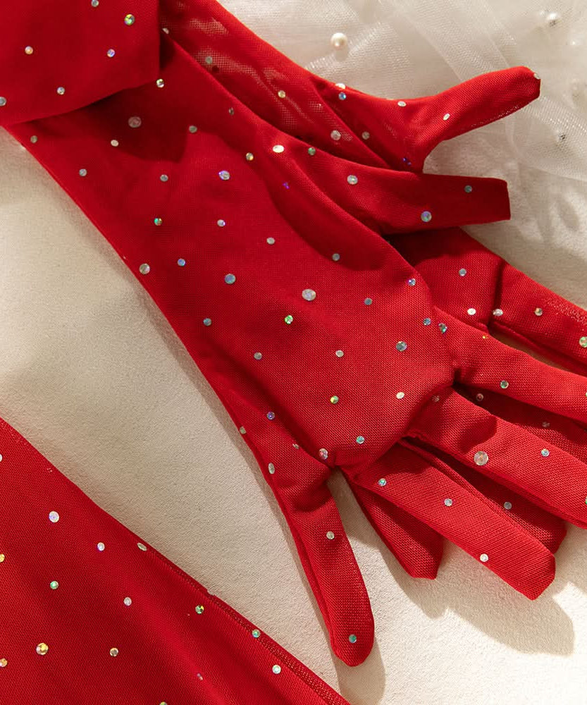 Dazzling Black Sparkle Sheer Mini Dress with Long Gloves - Ultimate Halloween & Fall Party Statement