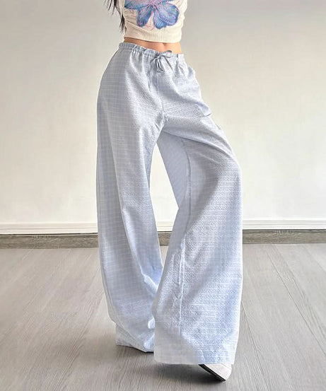 Effortless Fall Chic: Women's Plaid Wide-Leg Drawstring Lounge Pants