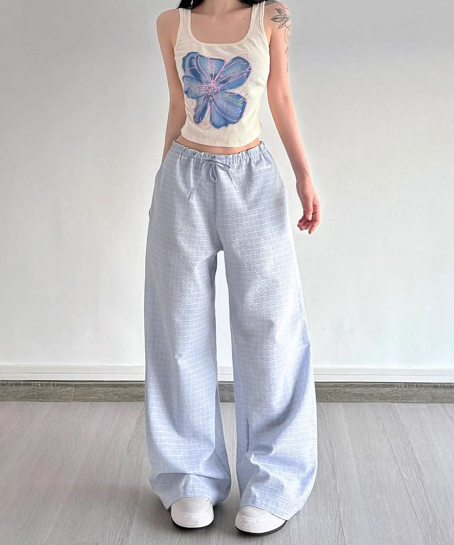 Effortless Fall Chic: Women's Plaid Wide-Leg Drawstring Lounge Pants