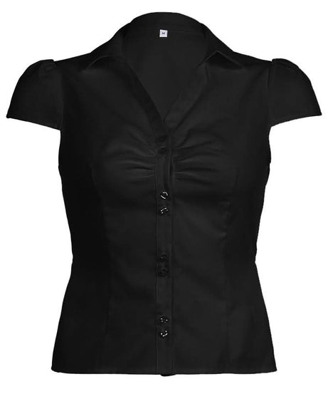 Elegant White Ruched Button-Down Blouse - Flattering Fall & Office Essential for Women