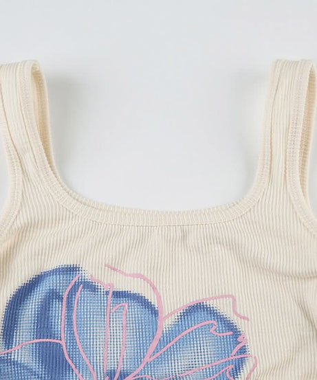 Retro Bloom Ribbed Tank Top - Cozy Chic Fall Layering Essential