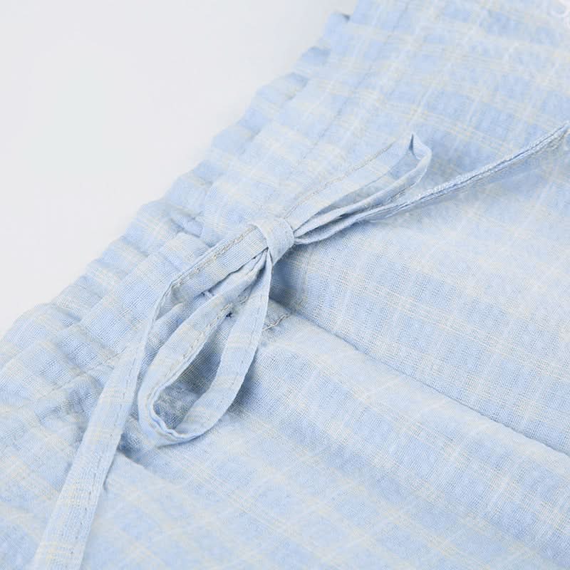 Effortless Fall Chic: Women's Plaid Wide-Leg Drawstring Lounge Pants