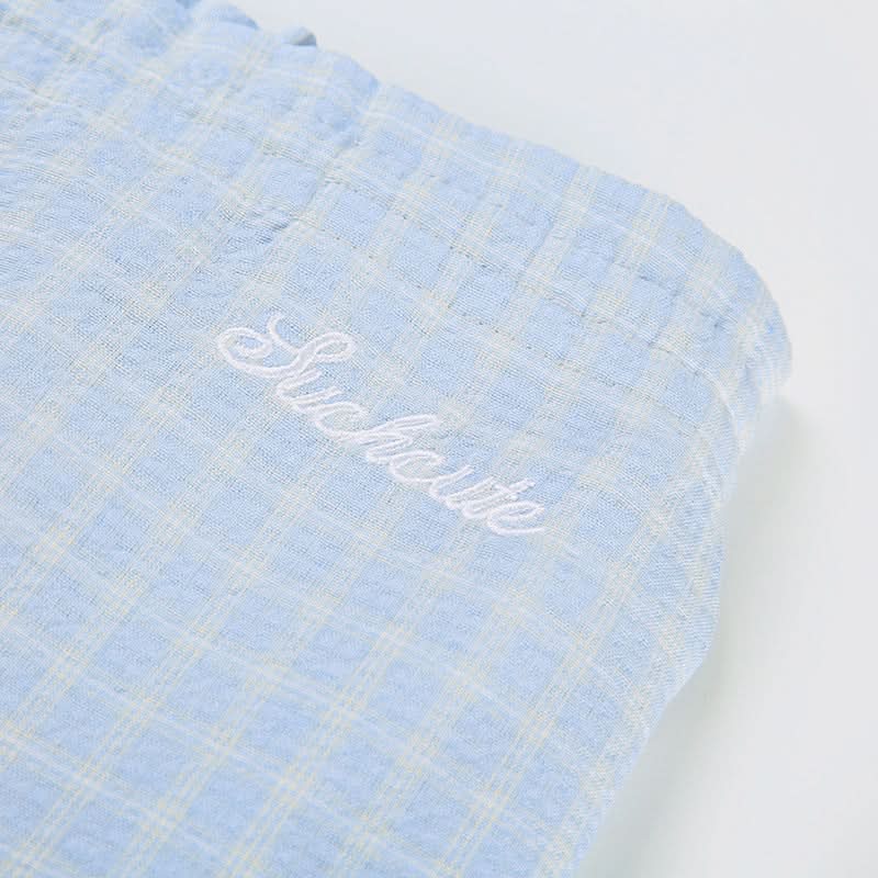 Effortless Fall Chic: Women's Plaid Wide-Leg Drawstring Lounge Pants