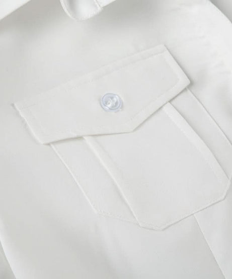 Elegant White Ruched Button-Down Blouse - Flattering Fall & Office Essential for Women