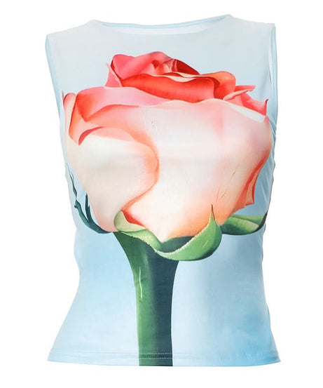 Eternal Bloom Rose Print Tank Top - Vibrant Fall Layering & Chic Style