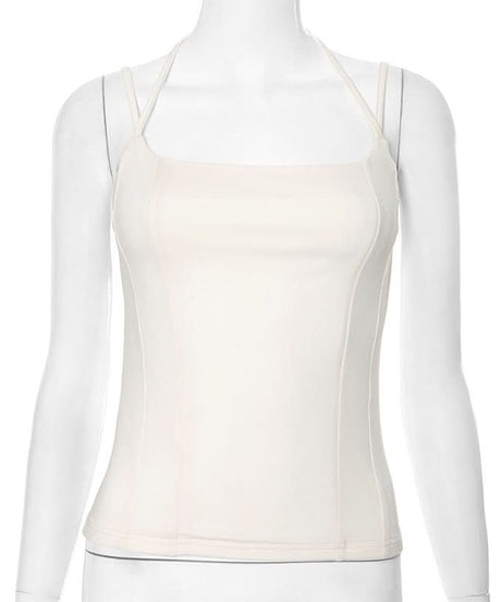 Sculpting Square Neck Halter Cami Top - Chic Fall Layering Essential for Women