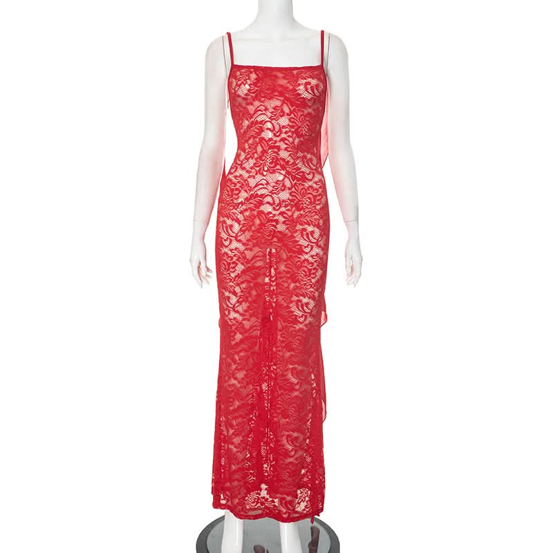 Enchanting Whisper Black Sheer Lace Maxi Gown with Ethereal Ruffle Straps – Your Fall & Halloween Statement Piece