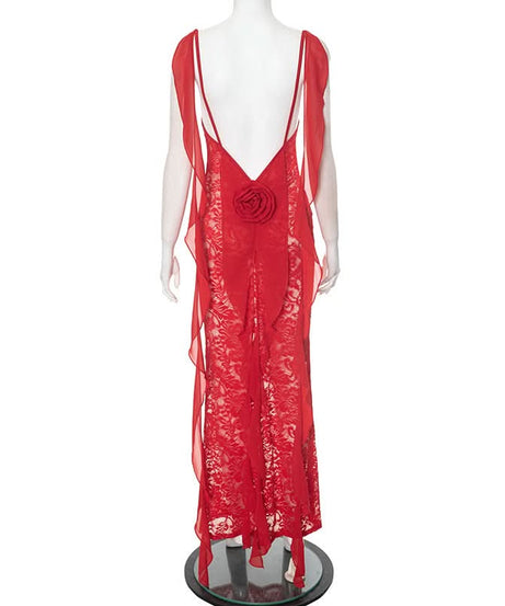 Enchanting Whisper Black Sheer Lace Maxi Gown with Ethereal Ruffle Straps – Your Fall & Halloween Statement Piece