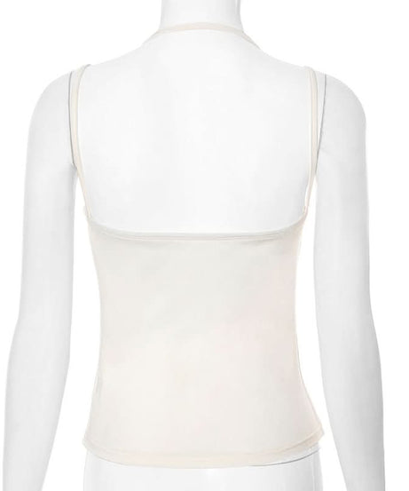 Sculpting Square Neck Halter Cami Top - Chic Fall Layering Essential for Women