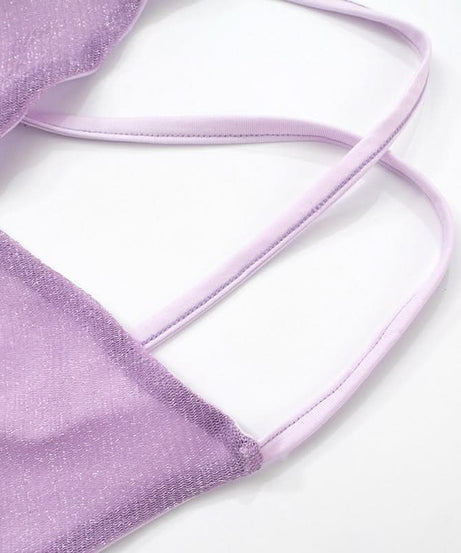 Sleek Lilac Shimmer Maxi Dress - V-Neck Cross-Back Gown for Fall Weddings & Holiday Parties