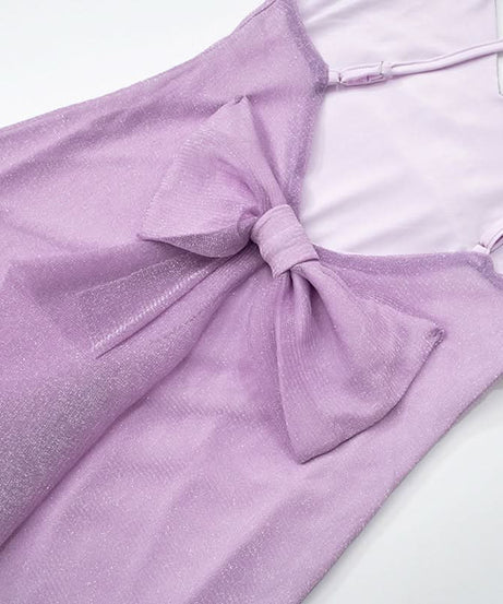 Sleek Lilac Shimmer Maxi Dress - V-Neck Cross-Back Gown for Fall Weddings & Holiday Parties