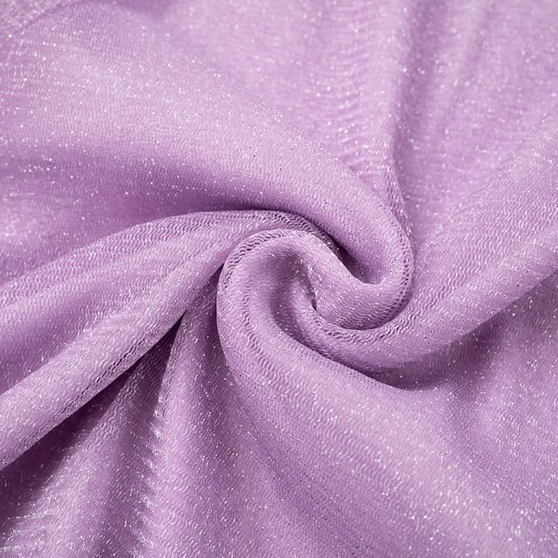 Sleek Lilac Shimmer Maxi Dress - V-Neck Cross-Back Gown for Fall Weddings & Holiday Parties