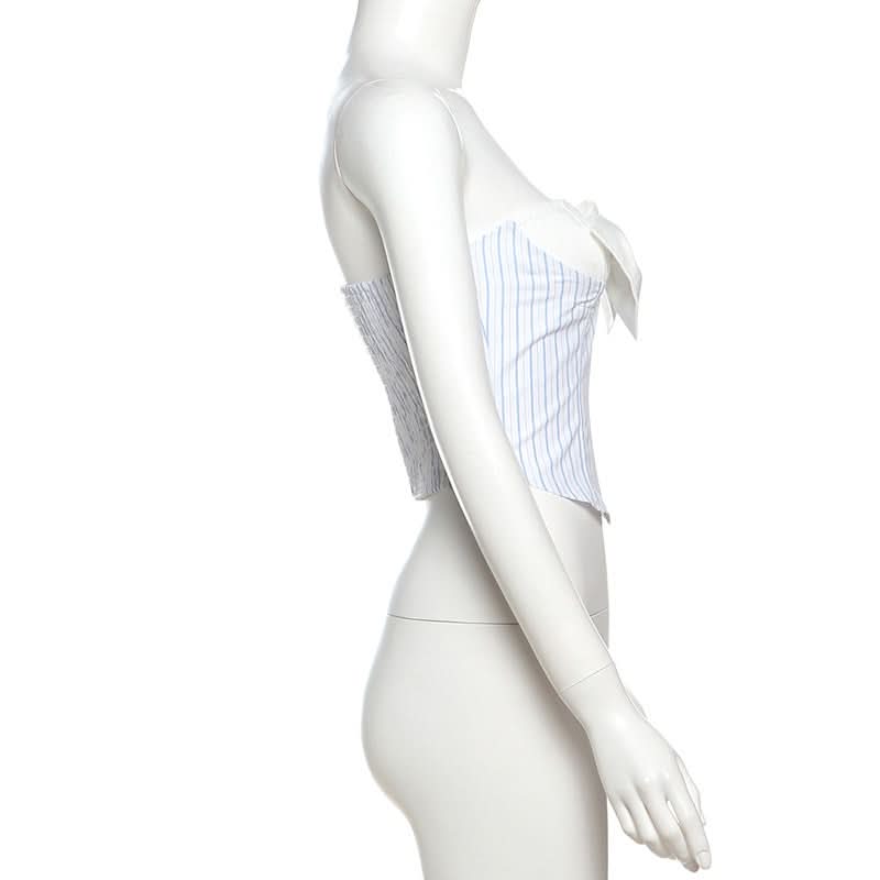 Coquette Chic Striped Bow Strapless Top - Backless Bustier for Fall & Resort Style