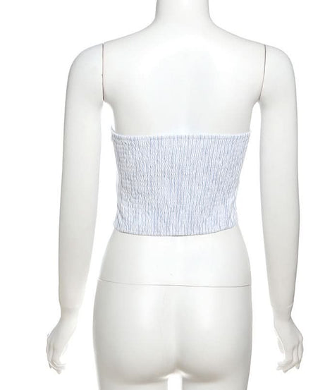 Coquette Chic Striped Bow Strapless Top - Backless Bustier for Fall & Resort Style