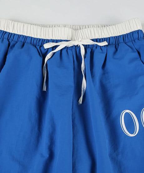 Y2K Royal Blue Baggy Track Pants - Drawstring Waist Street Style for Fall