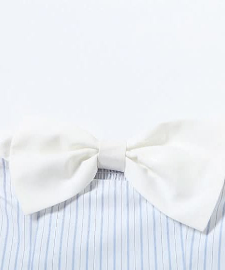 Coquette Chic Striped Bow Strapless Top - Backless Bustier for Fall & Resort Style