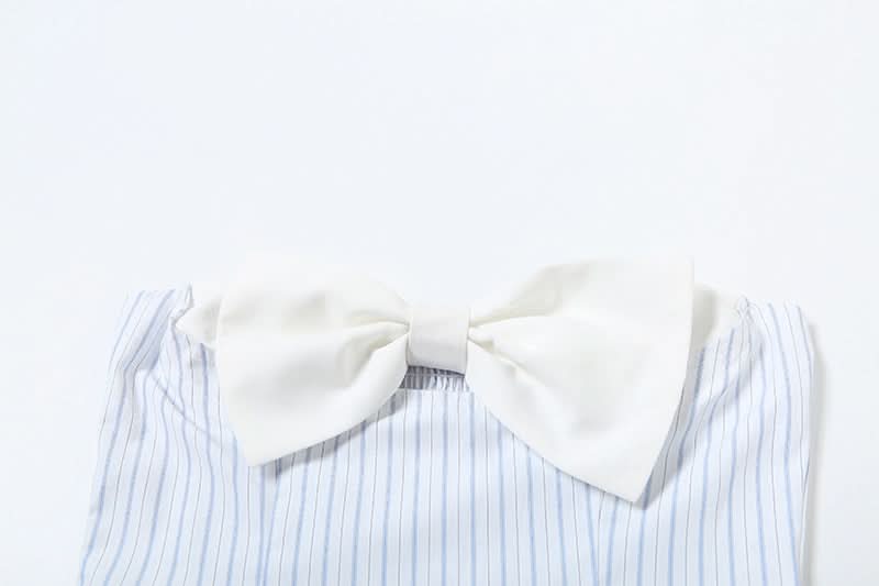 Coquette Chic Striped Bow Strapless Top - Backless Bustier for Fall & Resort Style