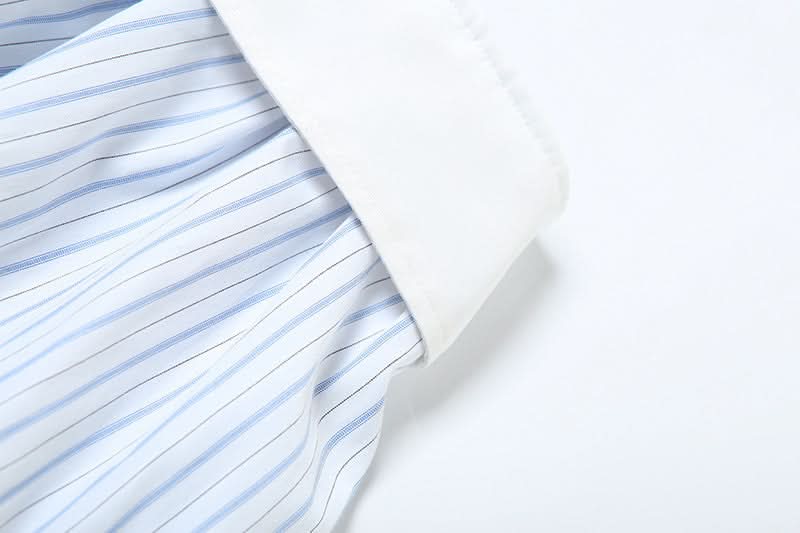 Effortless Fall Chic: Blue Stripe Maxi Skirt with Elegant Folded Waist