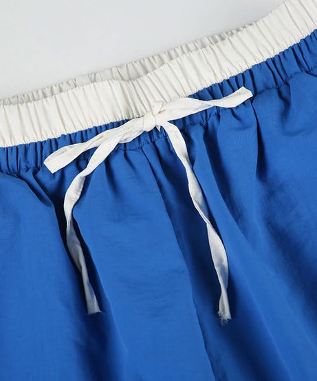 Y2K Royal Blue Baggy Track Pants - Drawstring Waist Street Style for Fall