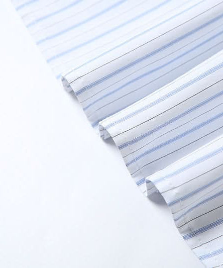 Effortless Fall Chic: Blue Stripe Maxi Skirt with Elegant Folded Waist