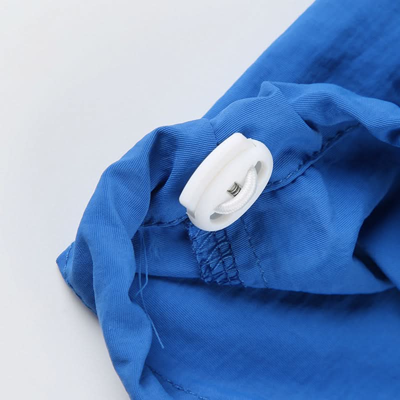 Y2K Royal Blue Baggy Track Pants - Drawstring Waist Street Style for Fall