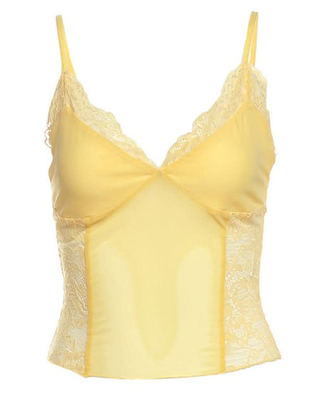 Delicate Buttercup Yellow Lace Cami Top | Chic V-Neck for Fall Layering & Lounging