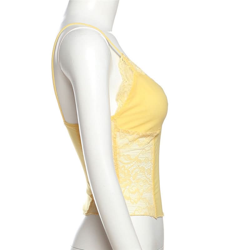 Delicate Buttercup Yellow Lace Cami Top | Chic V-Neck for Fall Layering & Lounging