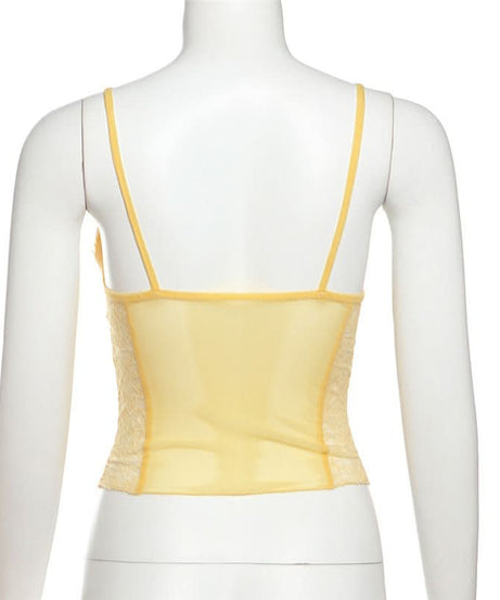 Delicate Buttercup Yellow Lace Cami Top | Chic V-Neck for Fall Layering & Lounging