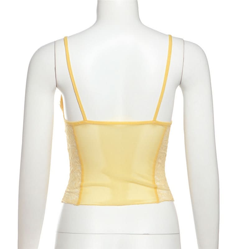 Delicate Buttercup Yellow Lace Cami Top | Chic V-Neck for Fall Layering & Lounging
