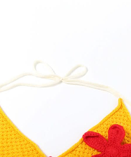 Sunny Escape Yellow Crochet Halter & Shorts Set - Tropical Vacation & Resort Wear