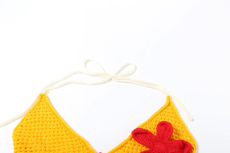 Sunny Escape Yellow Crochet Halter & Shorts Set - Tropical Vacation & Resort Wear