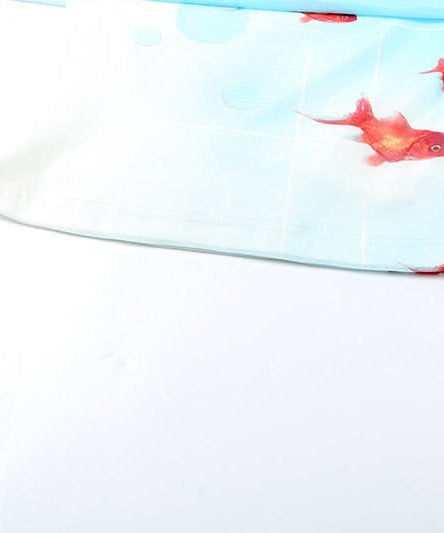 Whimsical Goldfish Off-Shoulder Mesh Midi Dress | Chic Bodycon for Fall Evenings