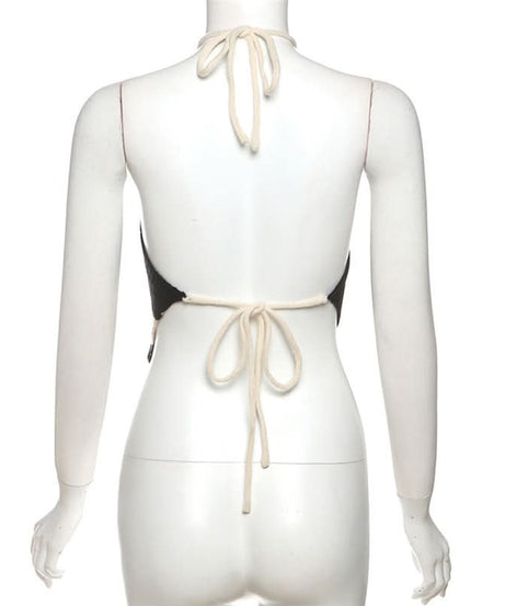 Modern Muse Striped Knit Halter Top - Backless & Adjustable Fall Essential