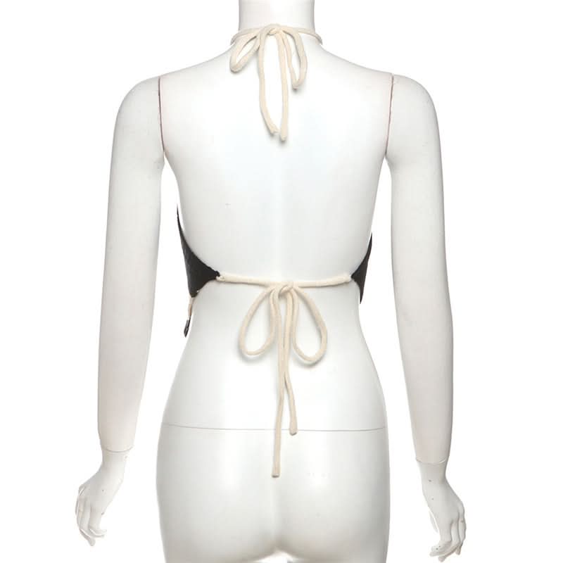 Modern Muse Striped Knit Halter Top - Backless & Adjustable Fall Essential