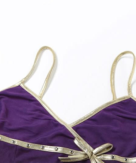 Enchanting Plum & Gold Mesh Cami Top - Fall Nights & Holiday Sparkle