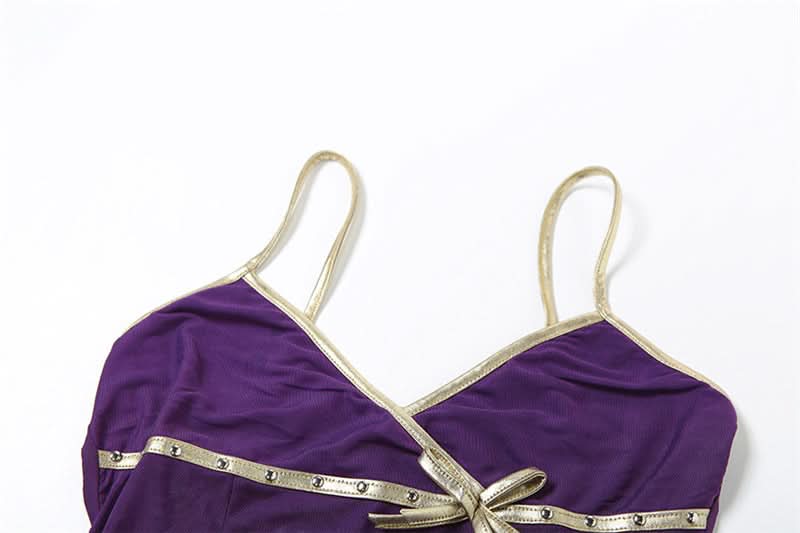 Enchanting Plum & Gold Mesh Cami Top - Fall Nights & Holiday Sparkle
