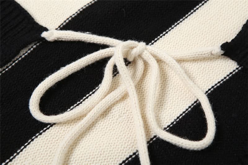 Modern Muse Striped Knit Halter Top - Backless & Adjustable Fall Essential