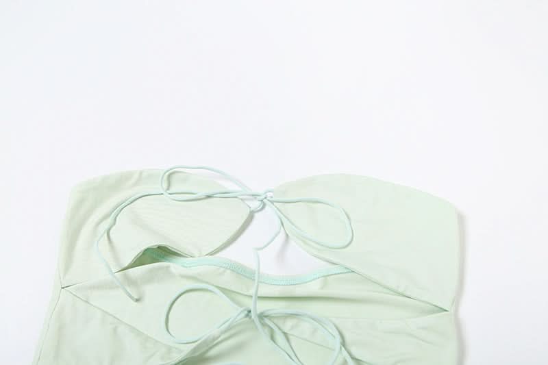 Winter Sun Ready: Sage Sheer Mesh Tie-Front Bandeau & Maxi Skirt Set - Resort & Vacation Chic