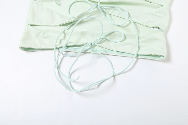 Winter Sun Ready: Sage Sheer Mesh Tie-Front Bandeau & Maxi Skirt Set - Resort & Vacation Chic