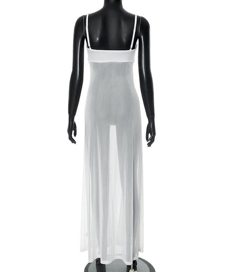 Enchanting Sheer Maxi Dress with Ornate Gold Applique - Your Luxe Resort & Vacation Essential