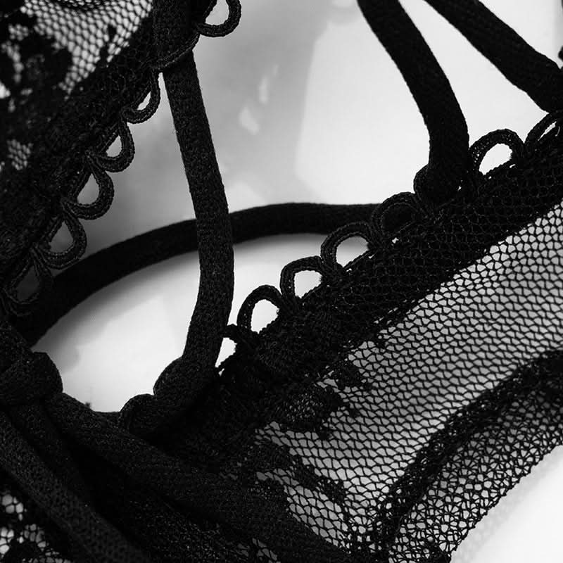 Seductive Black Lace Halter Cut-Out Jumpsuit - Perfect for Halloween & Daring Fall Nights