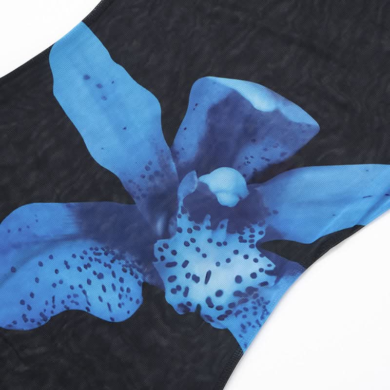 Effortless Glam: Blue Orchid Sheer One-Shoulder Maxi Dress - Your Fall Event & Getaway Statement