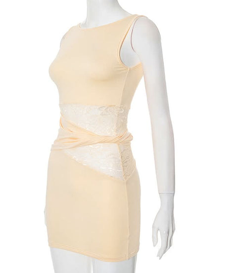 Autumn Elegance: Luxe Lace Patchwork Bodycon Mini Dress - Perfect for Fall Dates & Parties