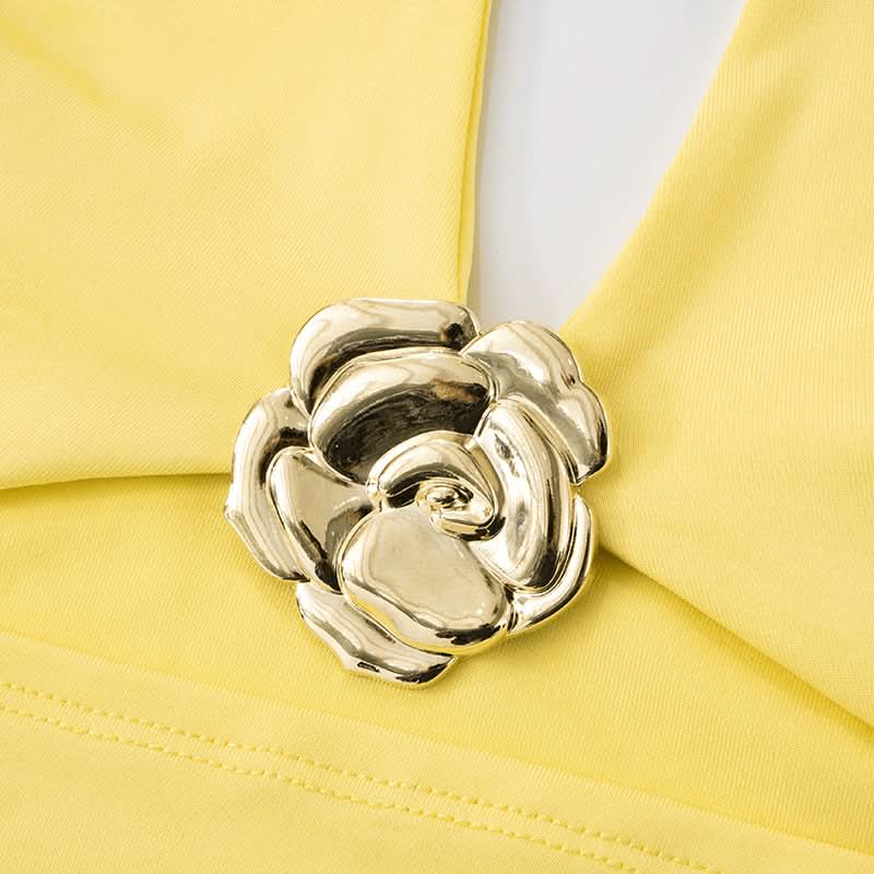 Effortless Elegance: Vibrant Yellow Floral Halter Top & Flowy Maxi Skirt Set - Resort & Vacation Ready