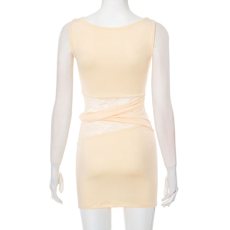 Autumn Elegance: Luxe Lace Patchwork Bodycon Mini Dress - Perfect for Fall Dates & Parties