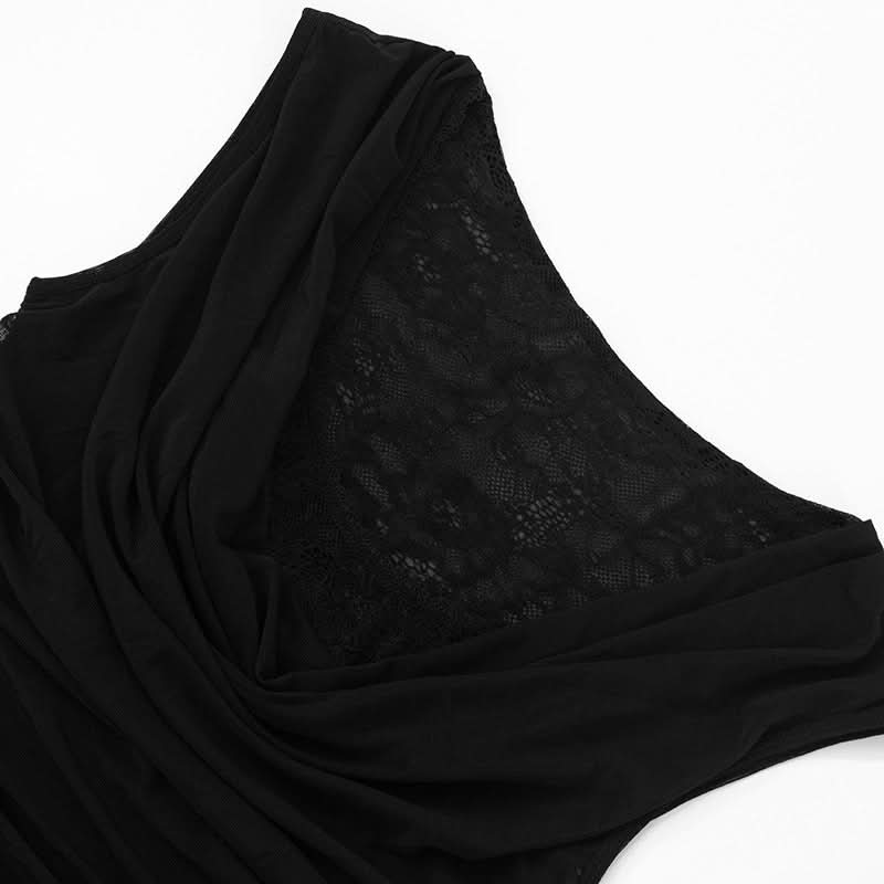 Sophisticated Black Lace Cowl Neck Ruched Top – Your Fall & Holiday Go-To