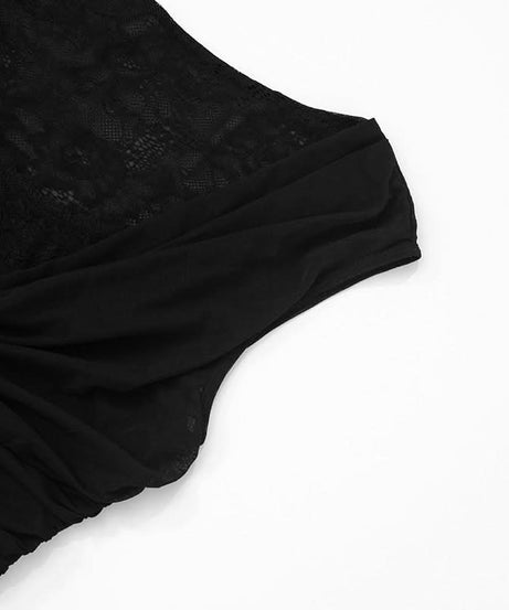 Sophisticated Black Lace Cowl Neck Ruched Top – Your Fall & Holiday Go-To